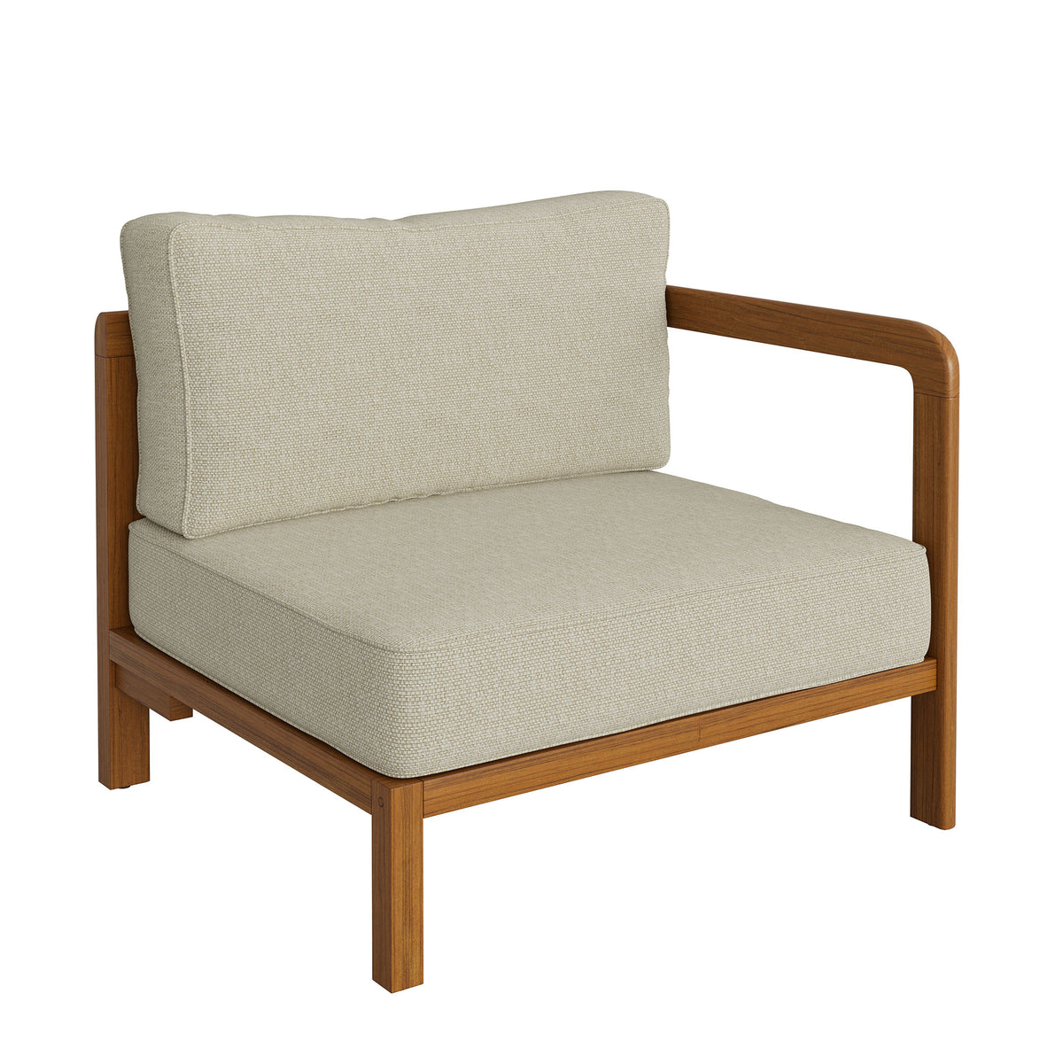 Kona 5-Piece Outdoor Patio Teak Wood Corner Modular Sofa - Sand