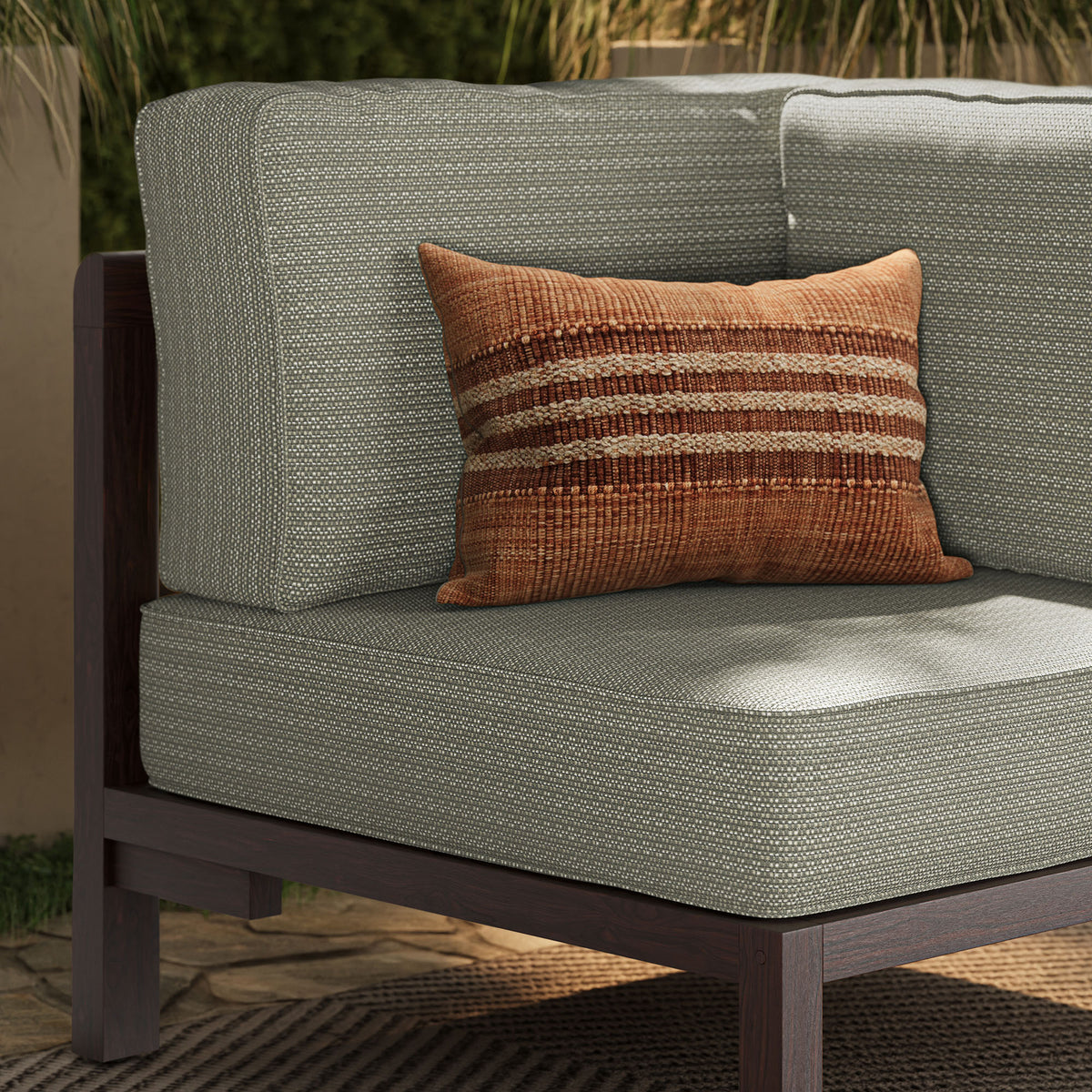 Kona Outdoor Patio Teak Wood Corner Modular Chair - Ash