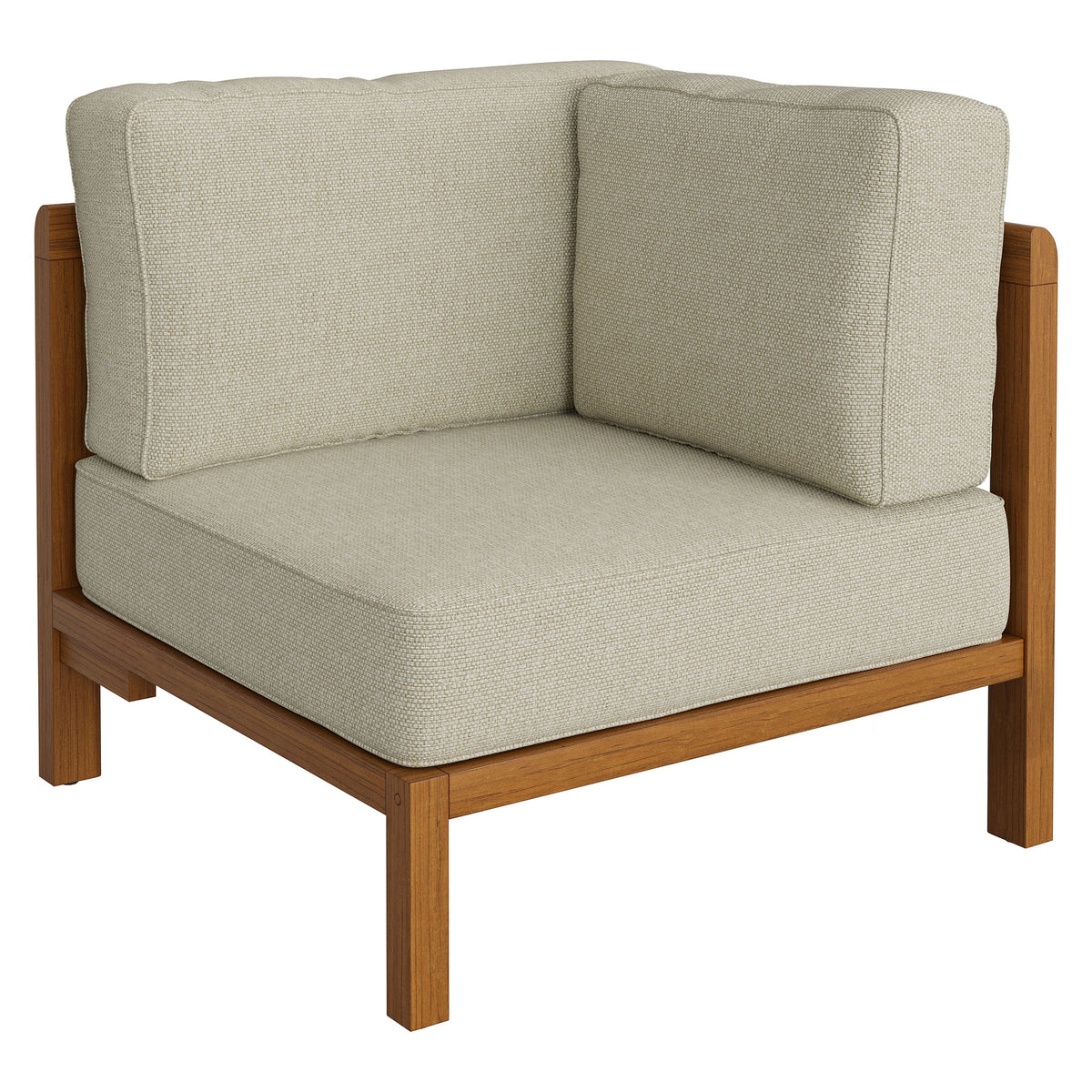 Kona 5-Piece Outdoor Patio Teak Wood Corner Modular Sofa - Sand