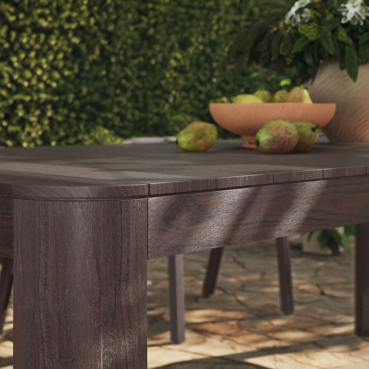 Kona 87 Inch Outdoor Patio Teak Wood Dining Table - Dark Brown