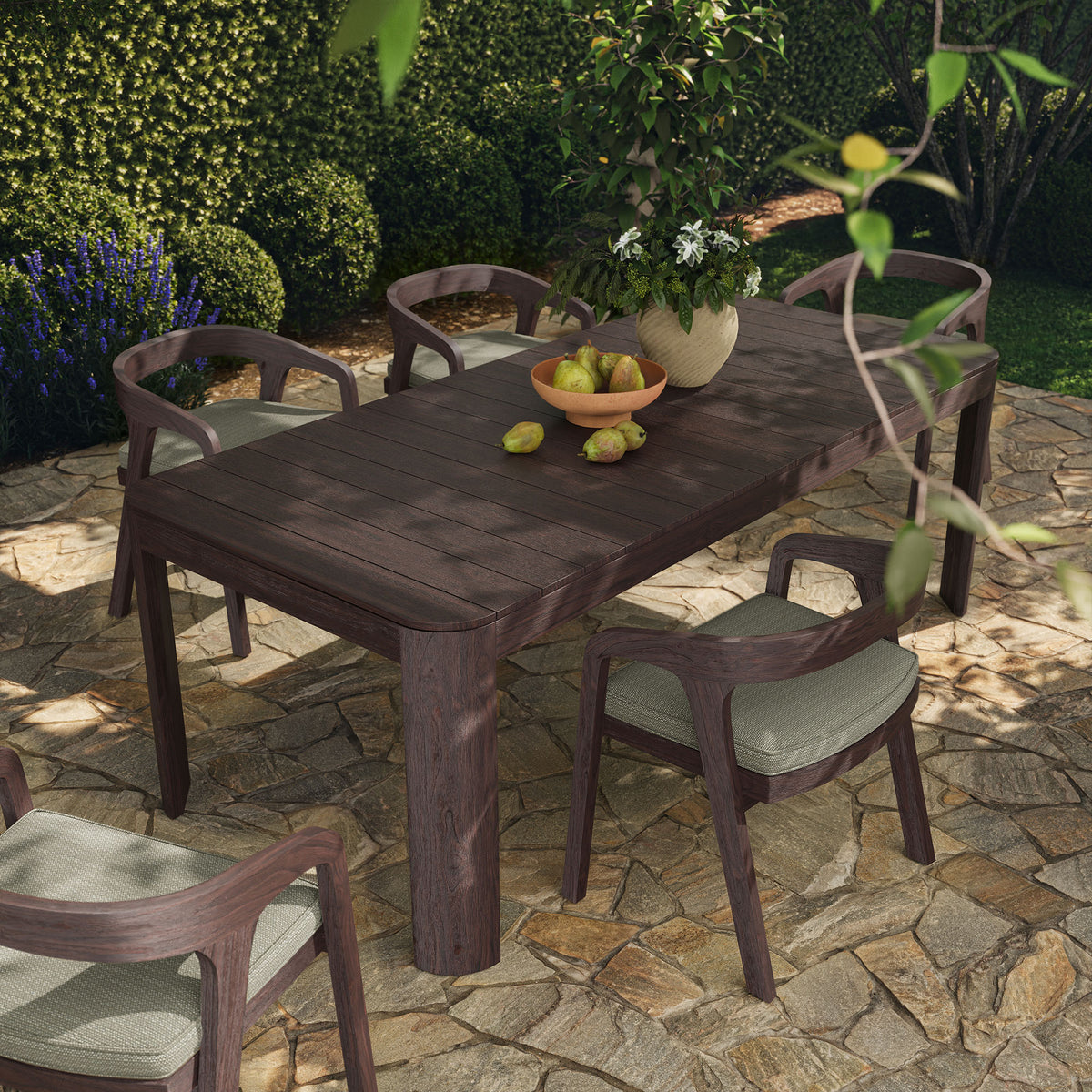 Kona 87 Inch Outdoor Patio Teak Wood Dining Table - Dark Brown
