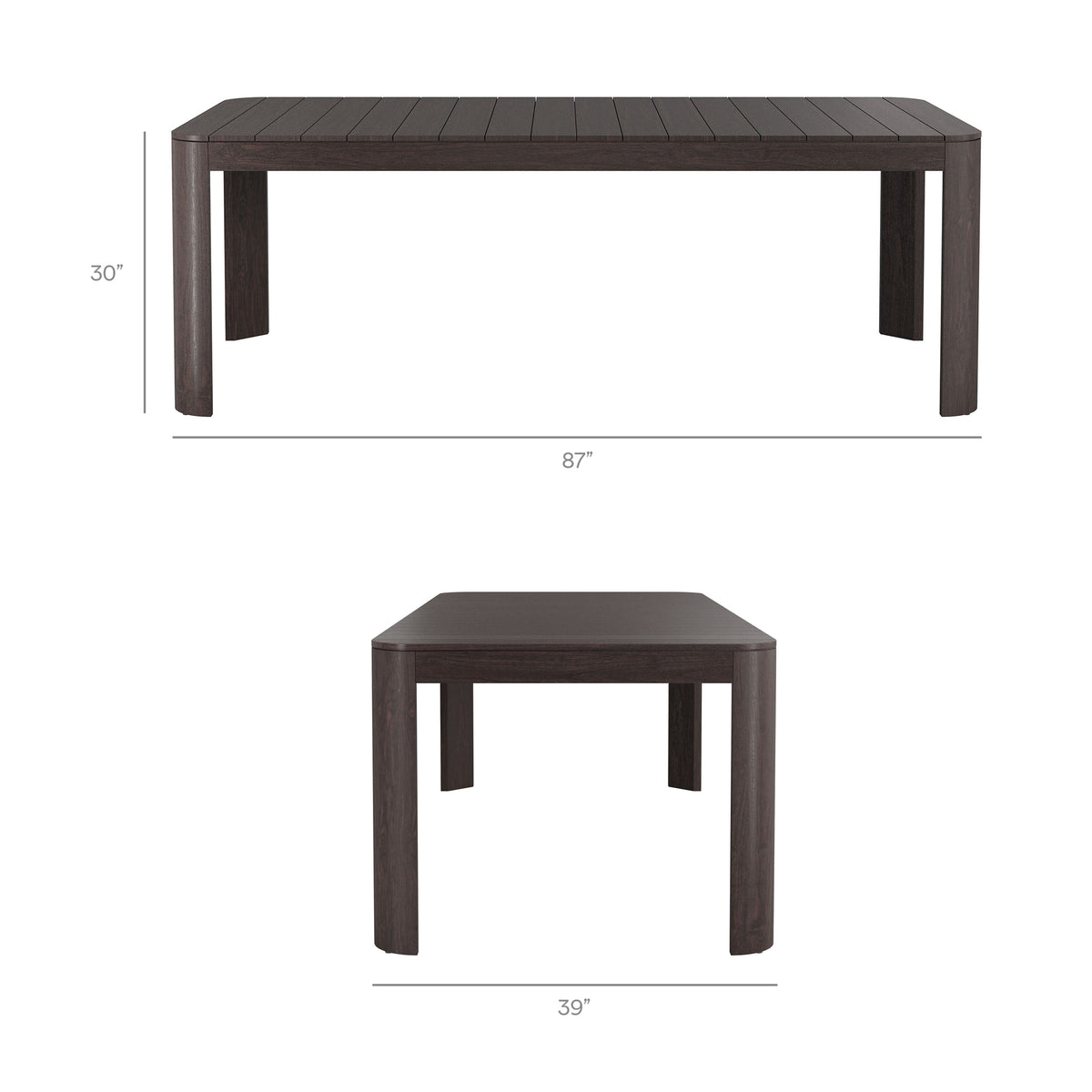 Kona 87 Inch Outdoor Patio Teak Wood Dining Table - Dark Brown