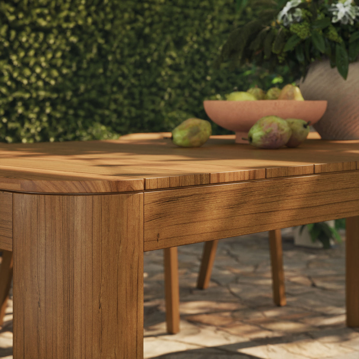 Kona 87 Inch Outdoor Patio Teak Wood Dining Table - Natural