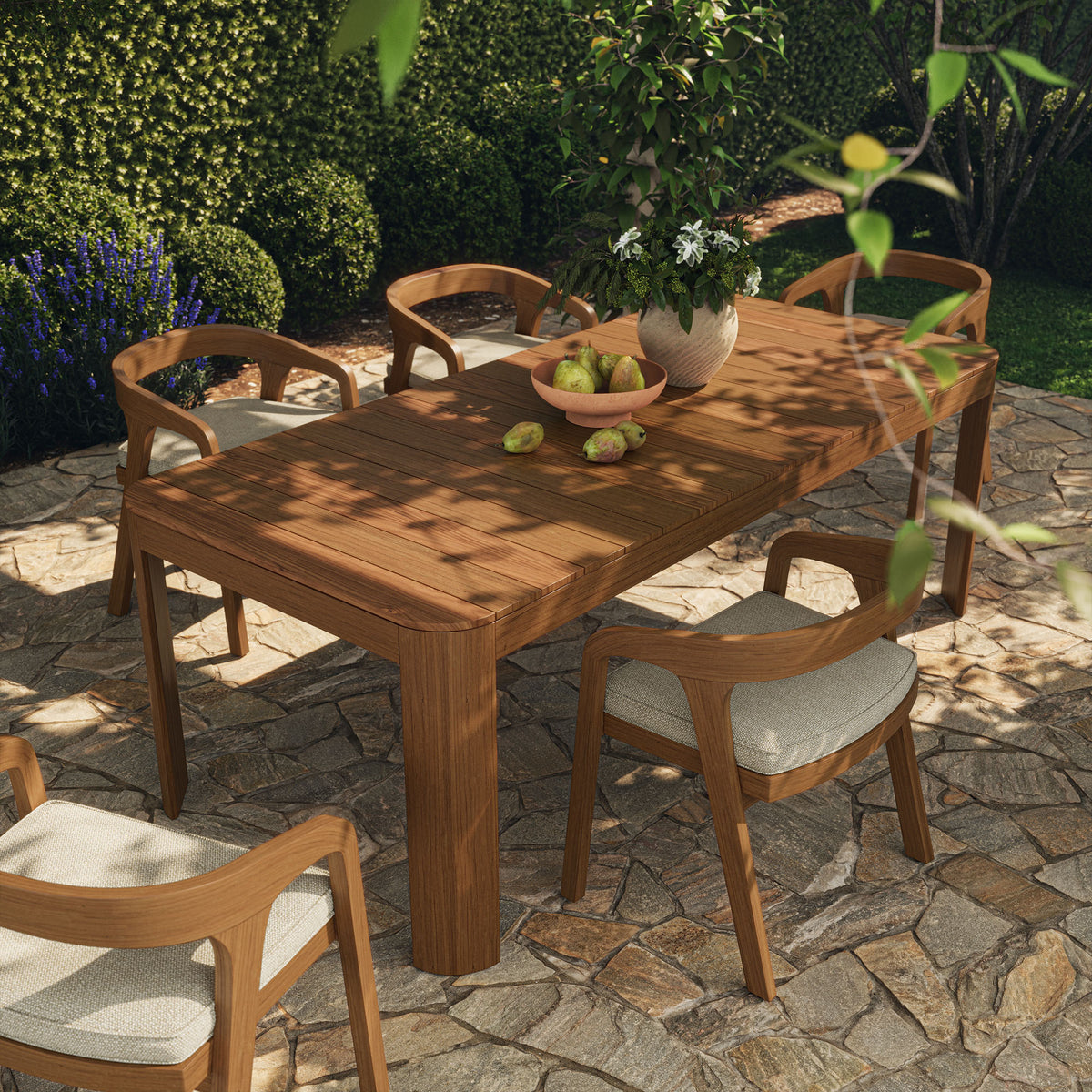 Kona 87 Inch Outdoor Patio Teak Wood Dining Table - Natural