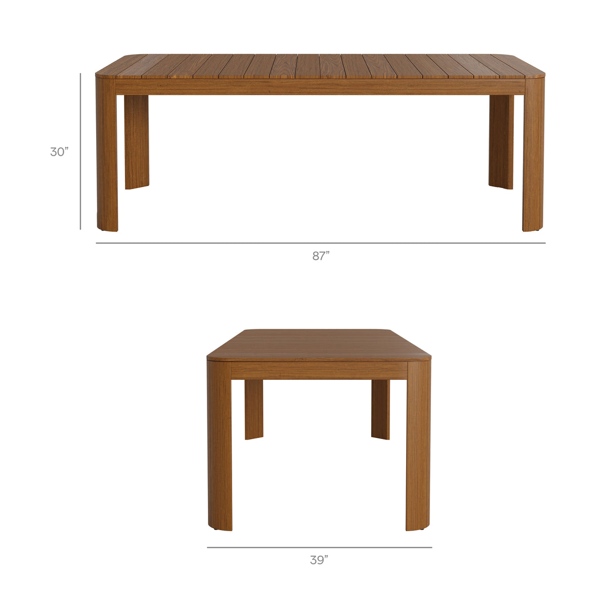 Kona 87 Inch Outdoor Patio Teak Wood Dining Table - Natural