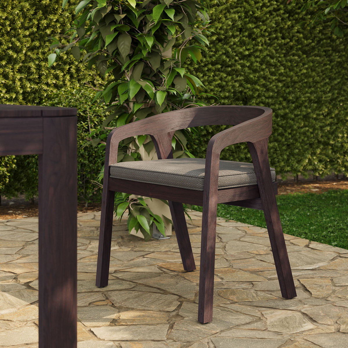 Kona Outdoor Patio Teak Wood Barrel Dining Chair - Ash