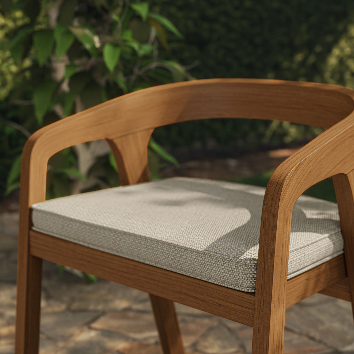 Kona Outdoor Patio Teak Wood Barrel Dining Chair - Sand