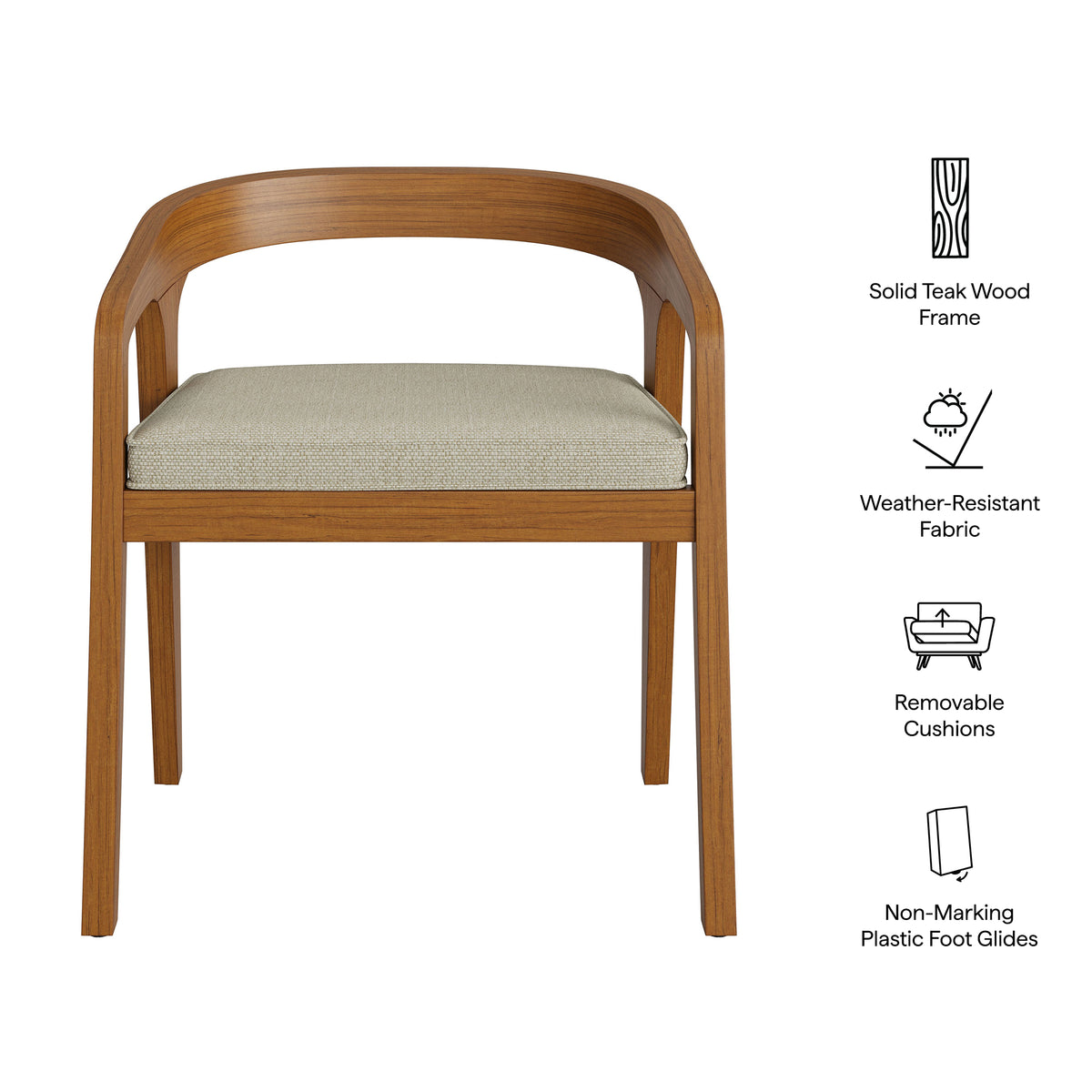 Kona Outdoor Patio Teak Wood Barrel Dining Chair - Sand