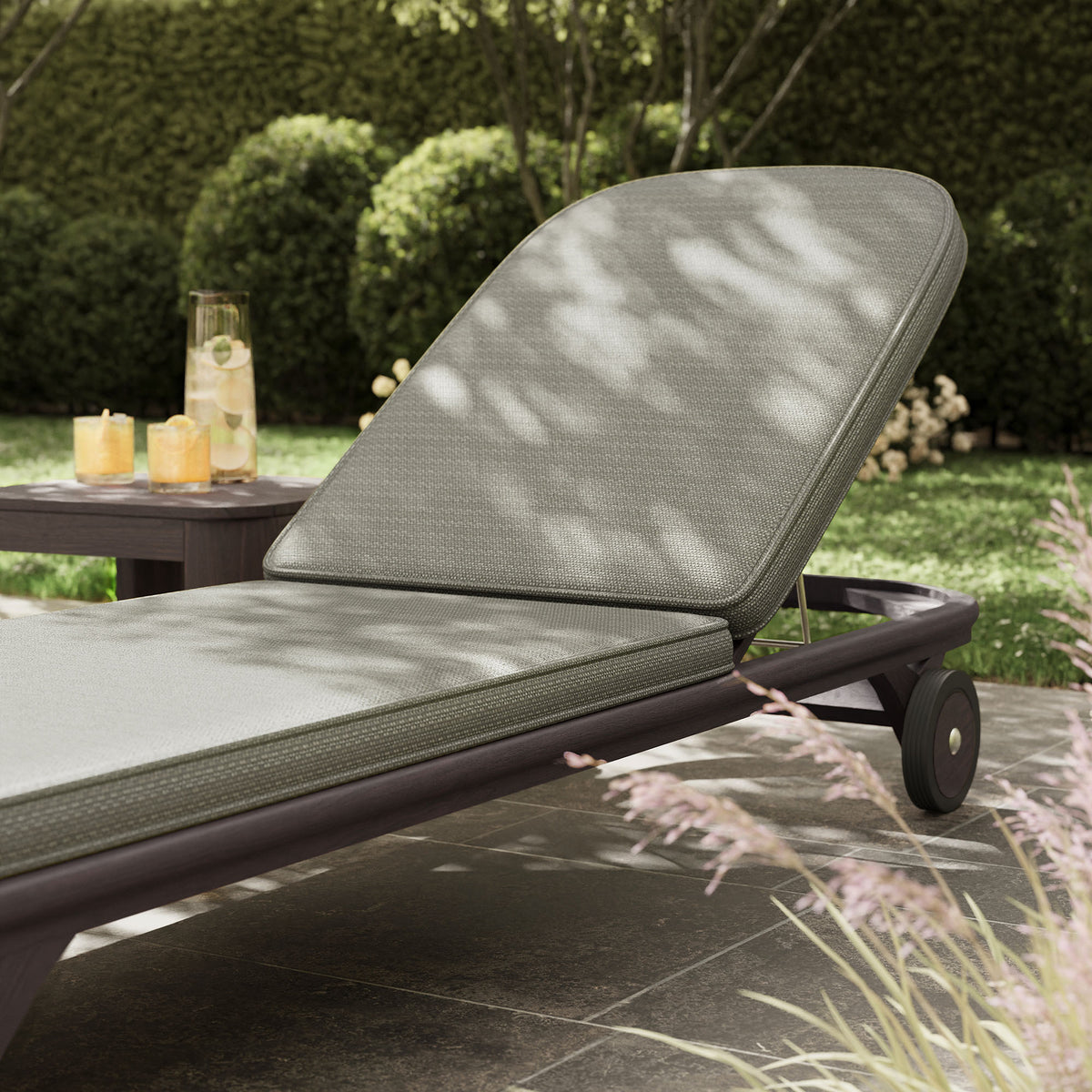 Kona Outdoor Patio Teak Wood Chaise Lounge Chair - Ash