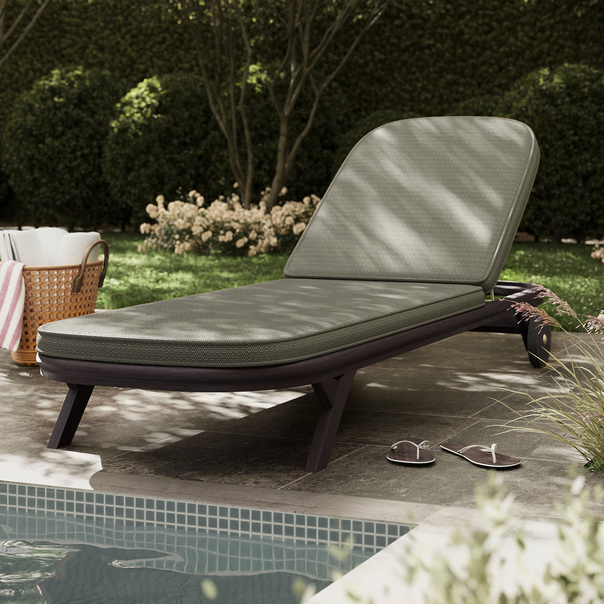 Kona Outdoor Patio Teak Wood Chaise Lounge Chair - Ash
