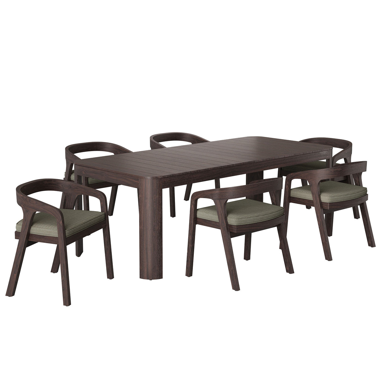 Kona 7-Piece Outdoor Patio Teak Wood Dining Set - Ash