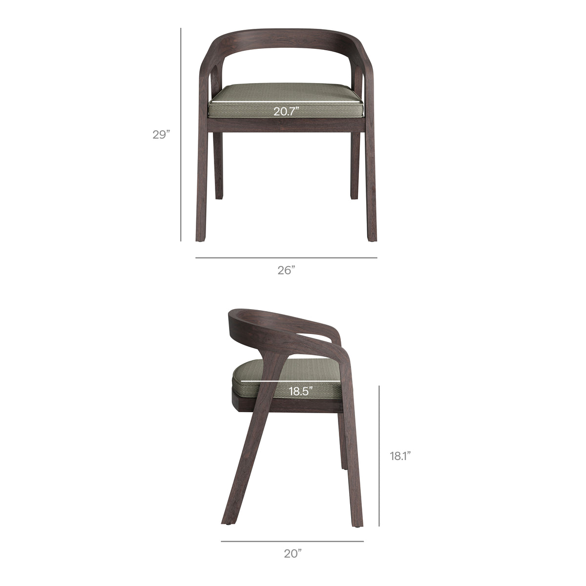 Kona 7-Piece Outdoor Patio Teak Wood Dining Set - Ash