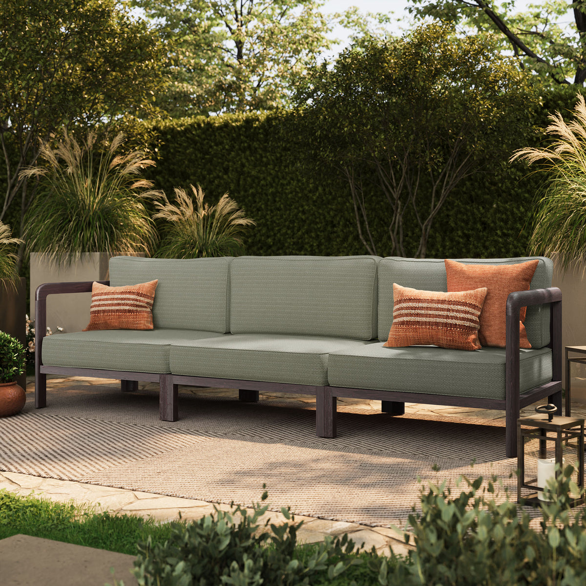 Kona 3-Piece Outdoor Patio Teak Wood Modular Sofa Set - Ash