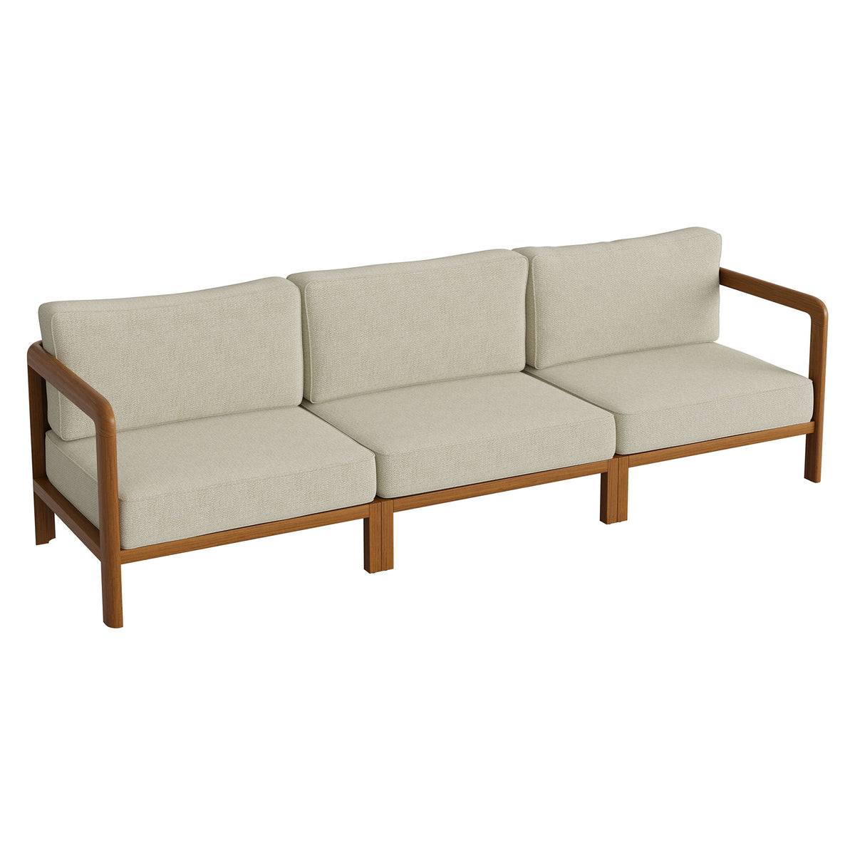 Kona 3-Piece Outdoor Patio Teak Wood Modular Sofa Set - Sand