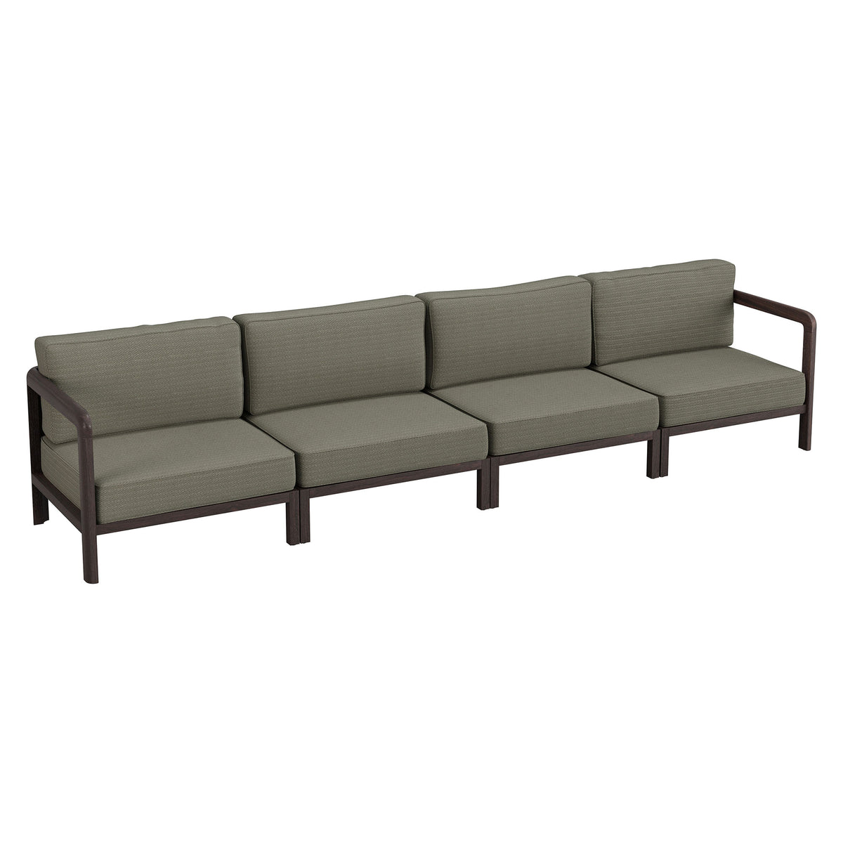 Kona 4-Piece Outdoor Patio Teak Wood Modular Sofa Set - Ash