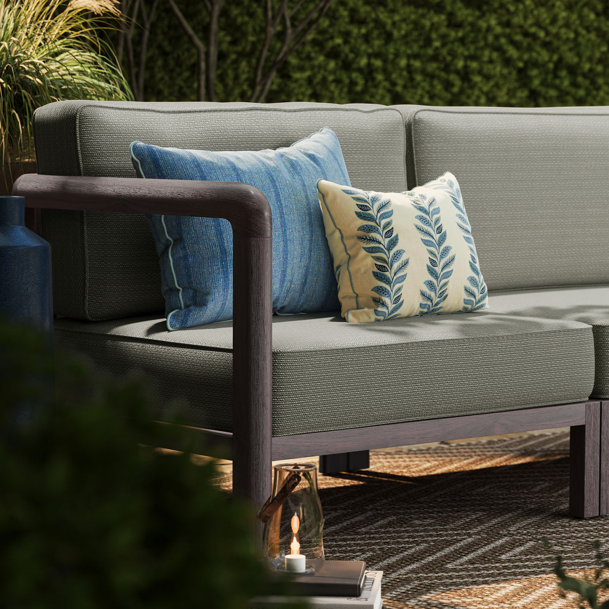 Kona 4-Piece Outdoor Patio Teak Wood Modular Sofa Set - Ash