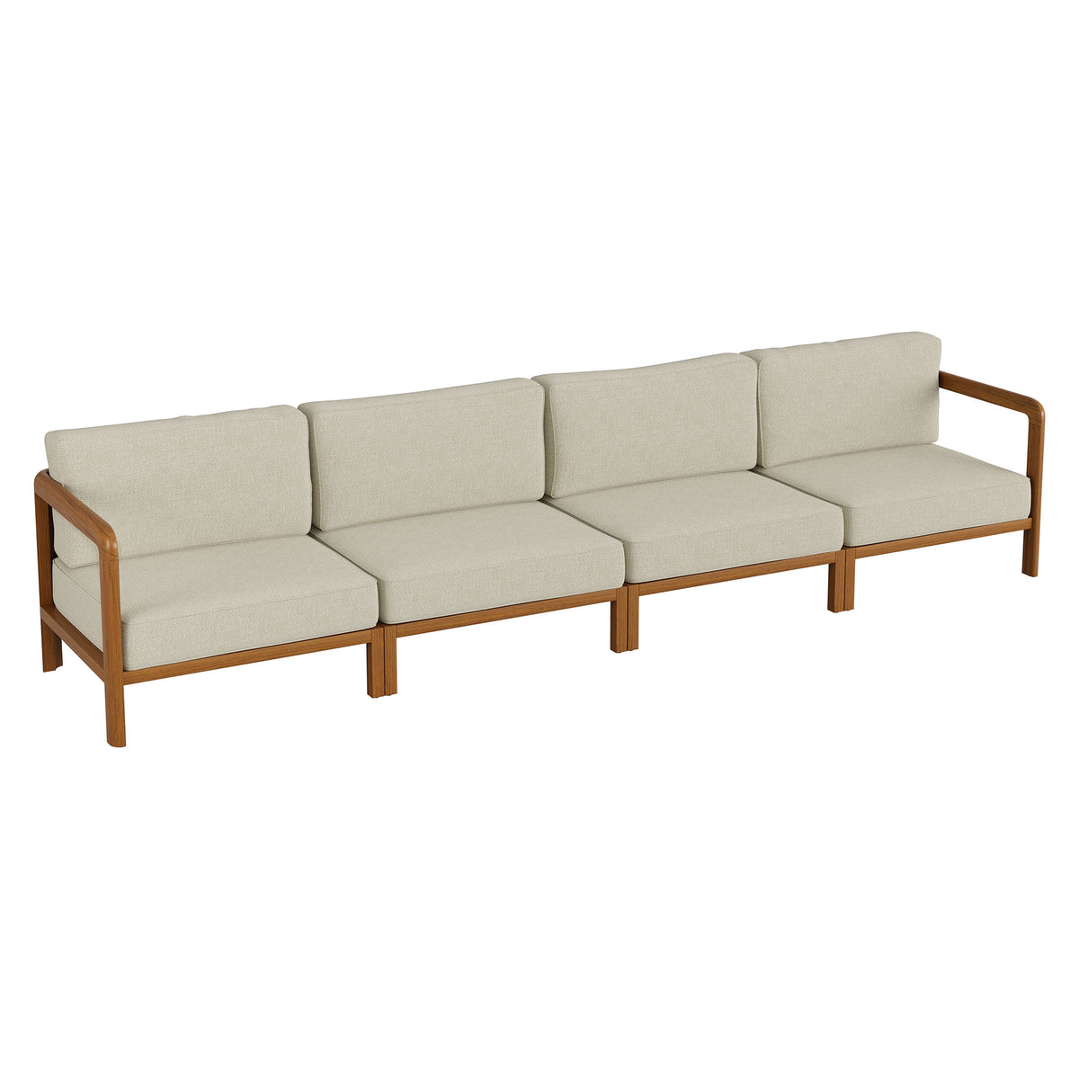 Kona 4-Piece Outdoor Patio Teak Wood Modular Sofa Set - Sand