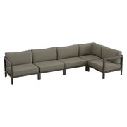 Kona L-Shaped Outdoor Patio Teak Wood Modular Sofa - Ash
