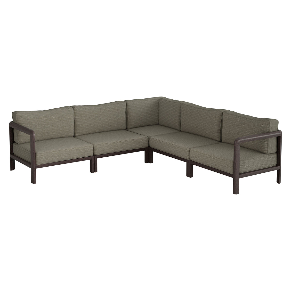 Kona 5-Piece Outdoor Patio Teak Wood Corner Modular Sofa - Ash