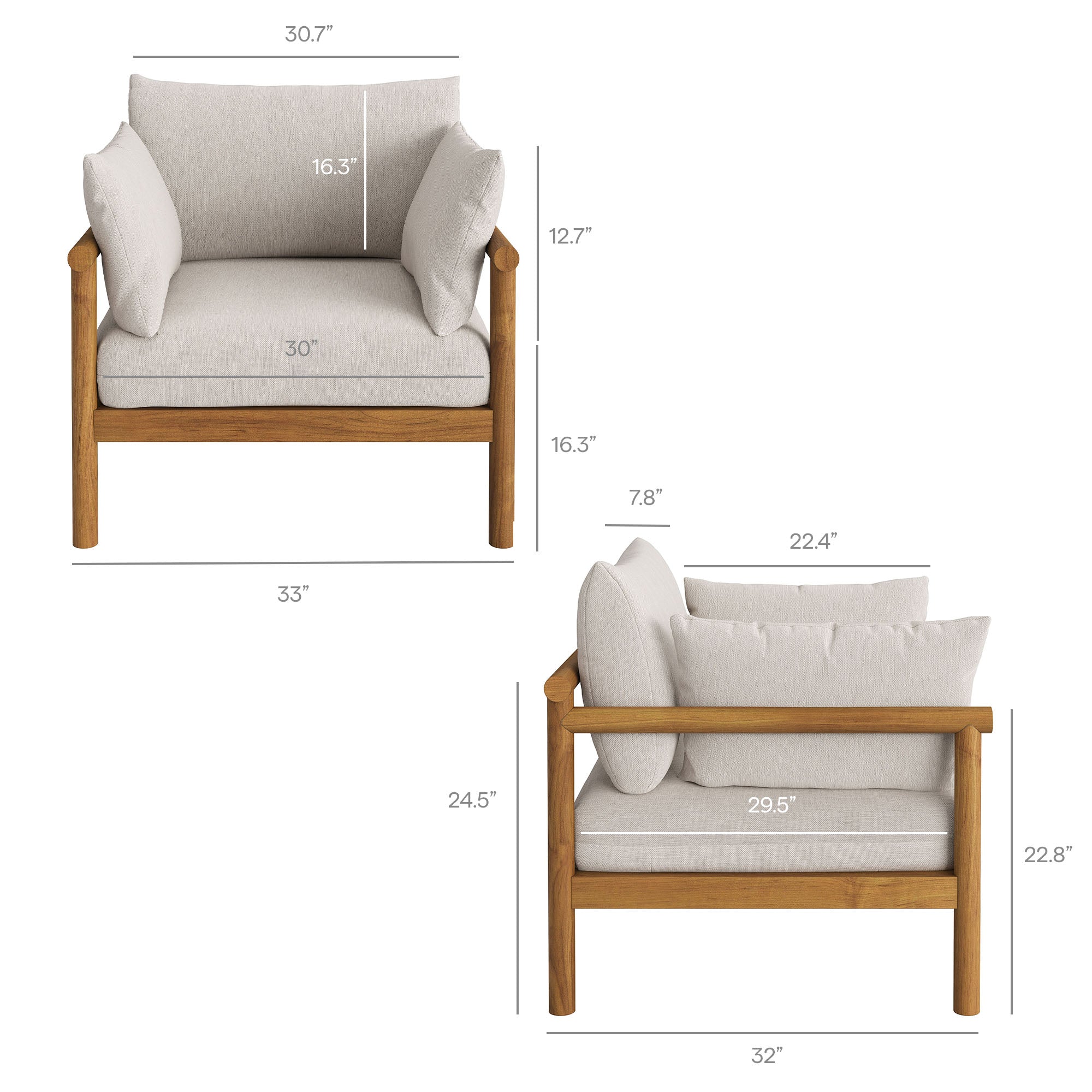 Eleni Outdoor Patio Teak Wood Armchair by Modway