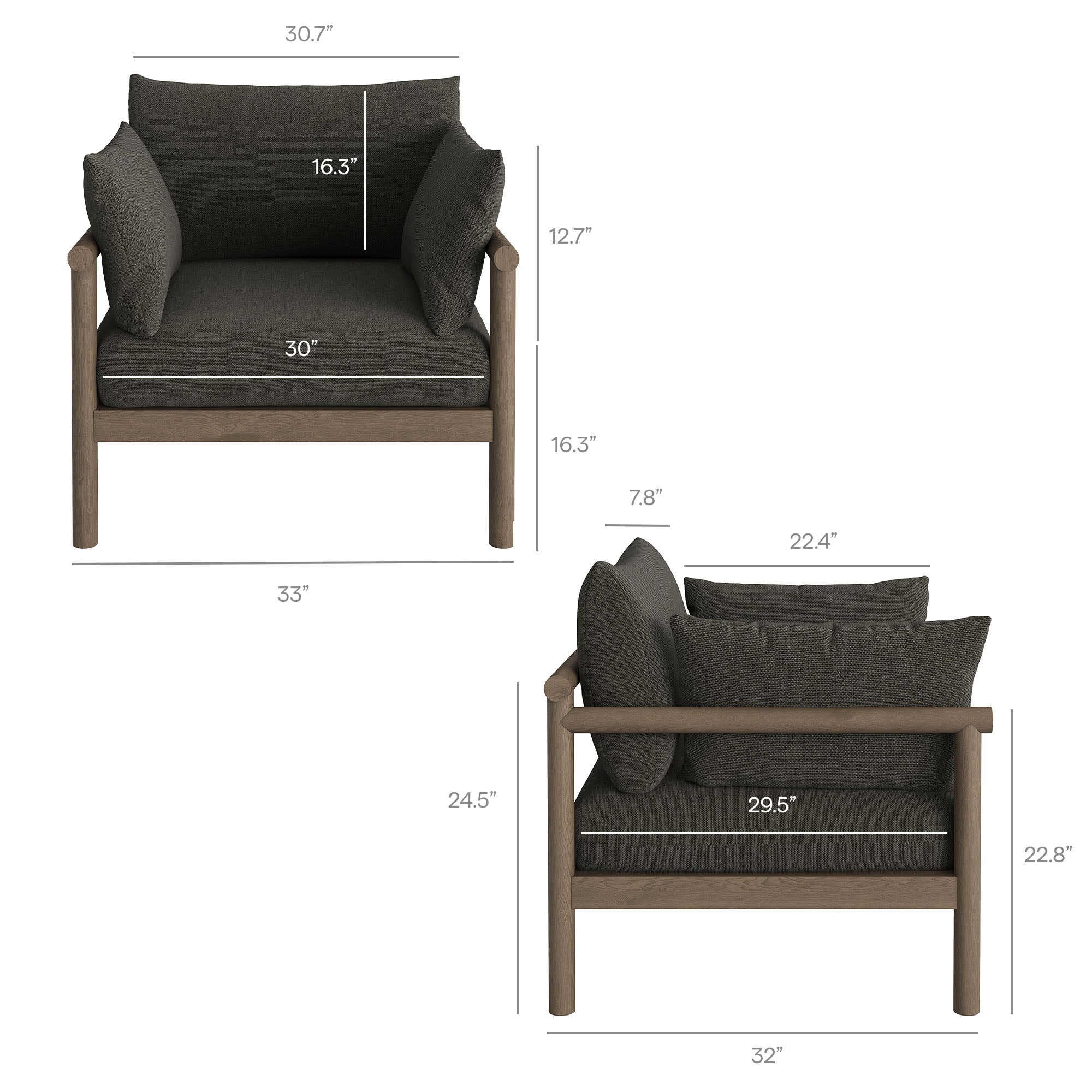 Eleni Outdoor Patio Teak Wood Armchair by Modway