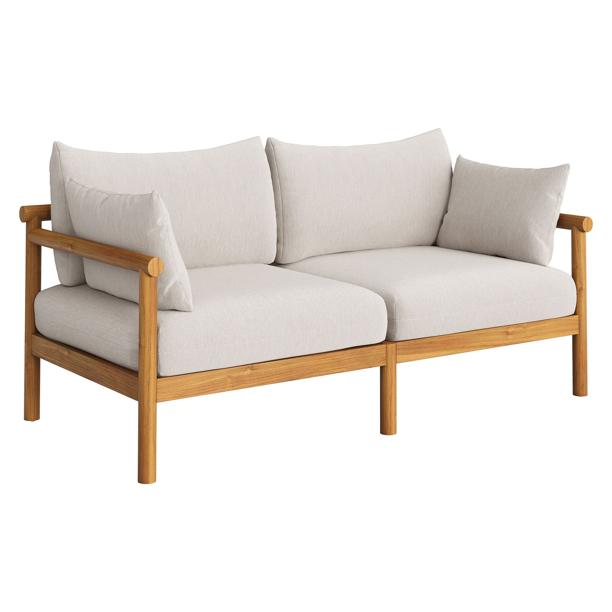 Eleni 2-Piece Outdoor Patio Teak Wood Loveseat with Ottoman Set by Modway