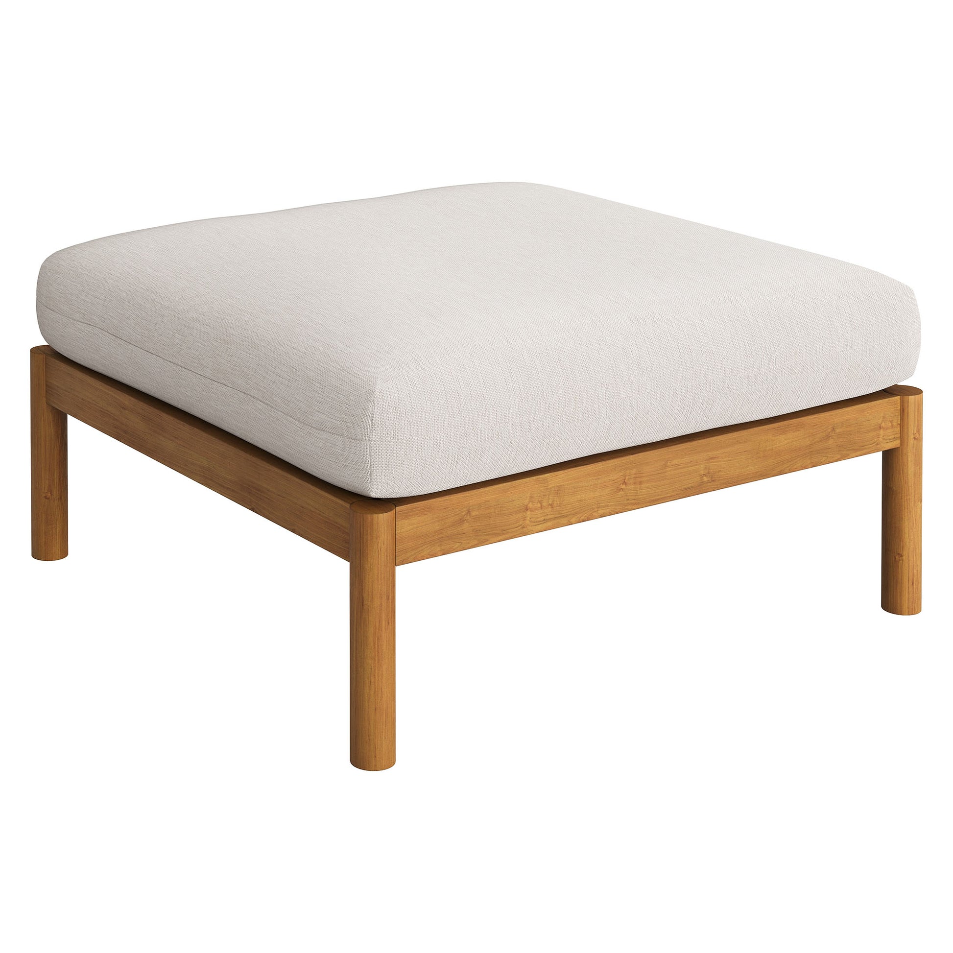 Eleni Square Outdoor Patio Teak Wood Ottoman by Modway