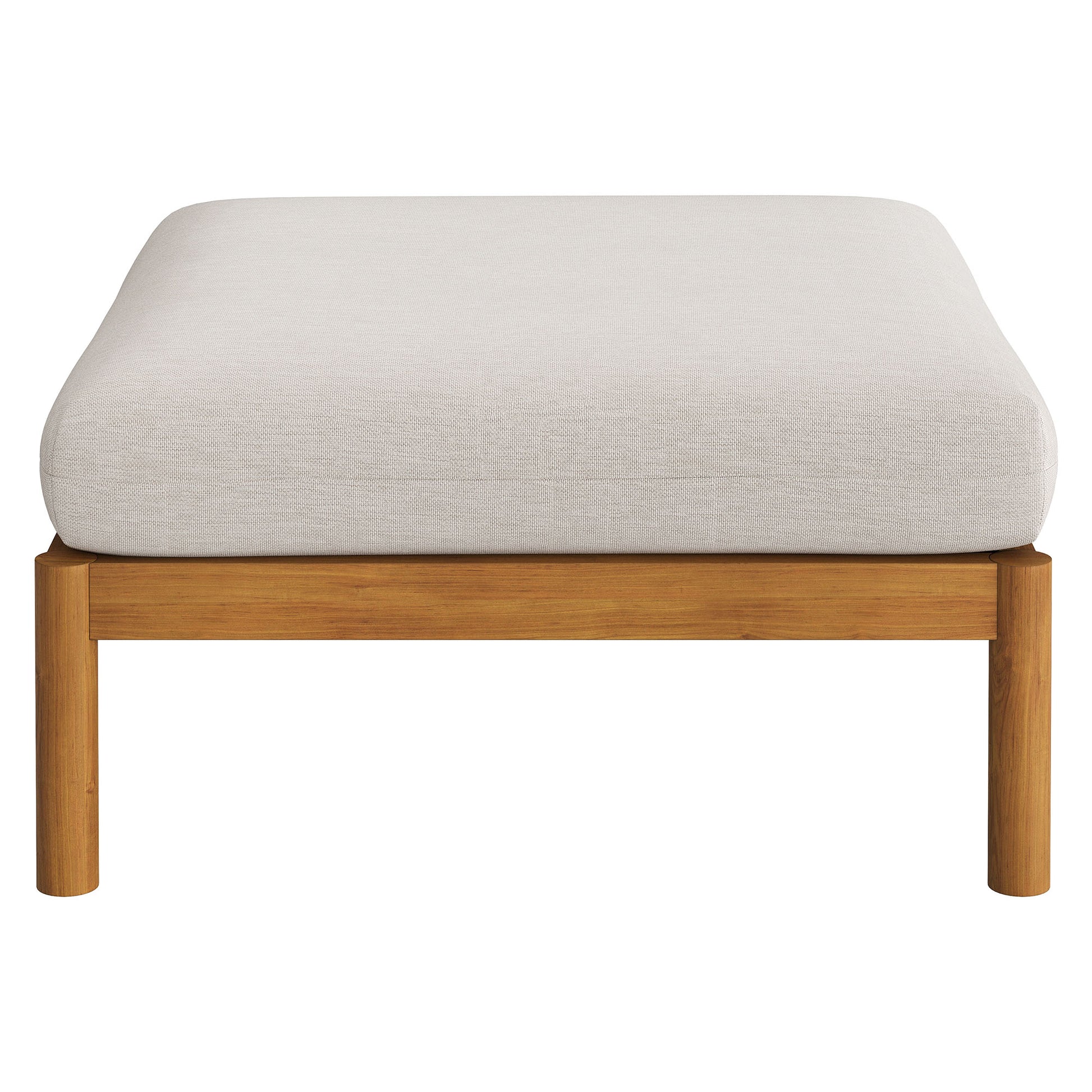 Eleni Square Outdoor Patio Teak Wood Ottoman by Modway