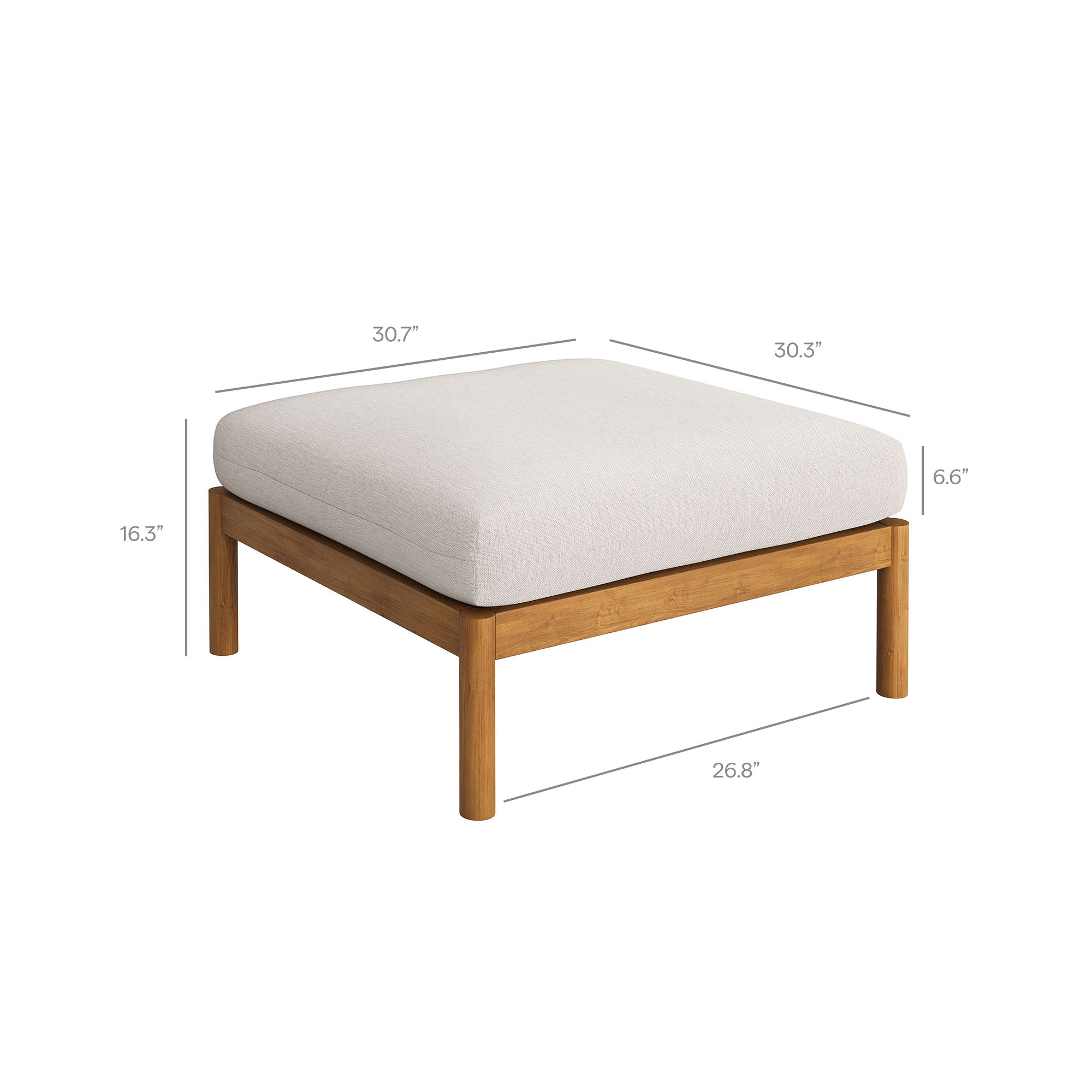 Eleni Square Outdoor Patio Teak Wood Ottoman by Modway