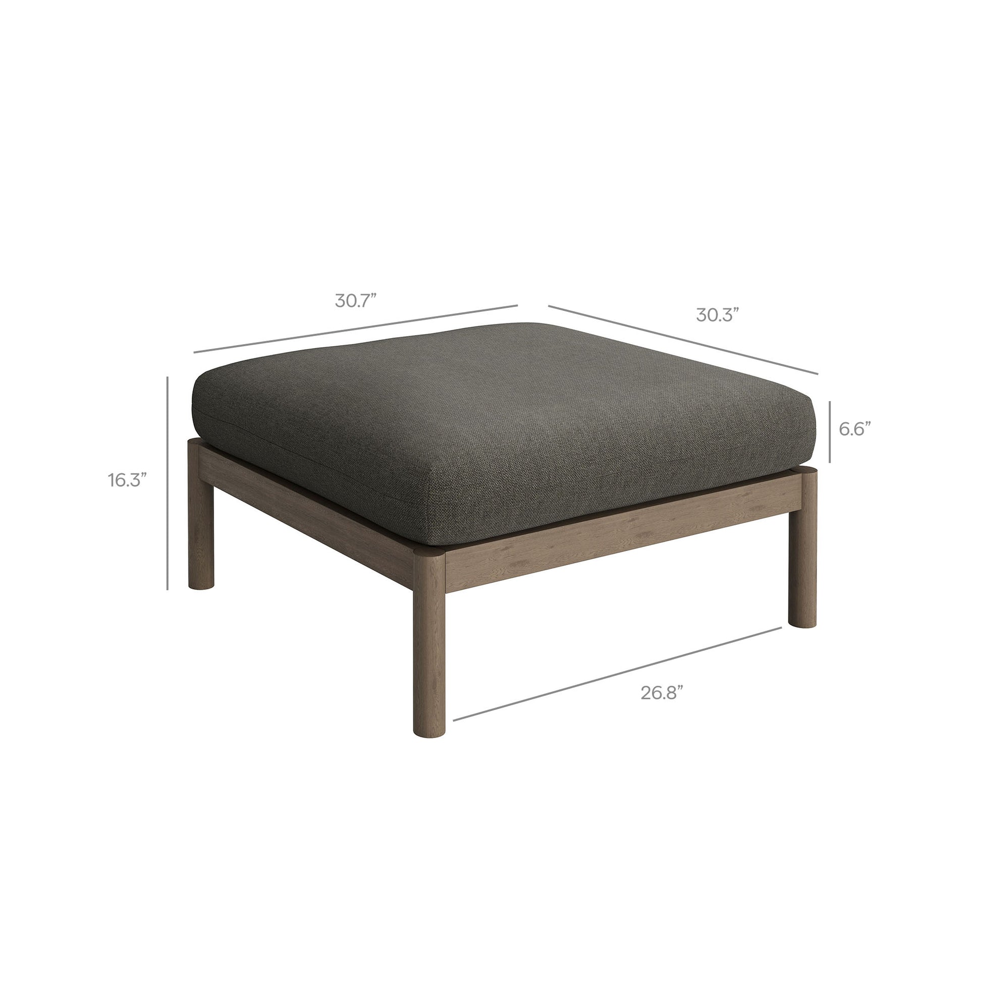 Eleni Square Outdoor Patio Teak Wood Ottoman by Modway