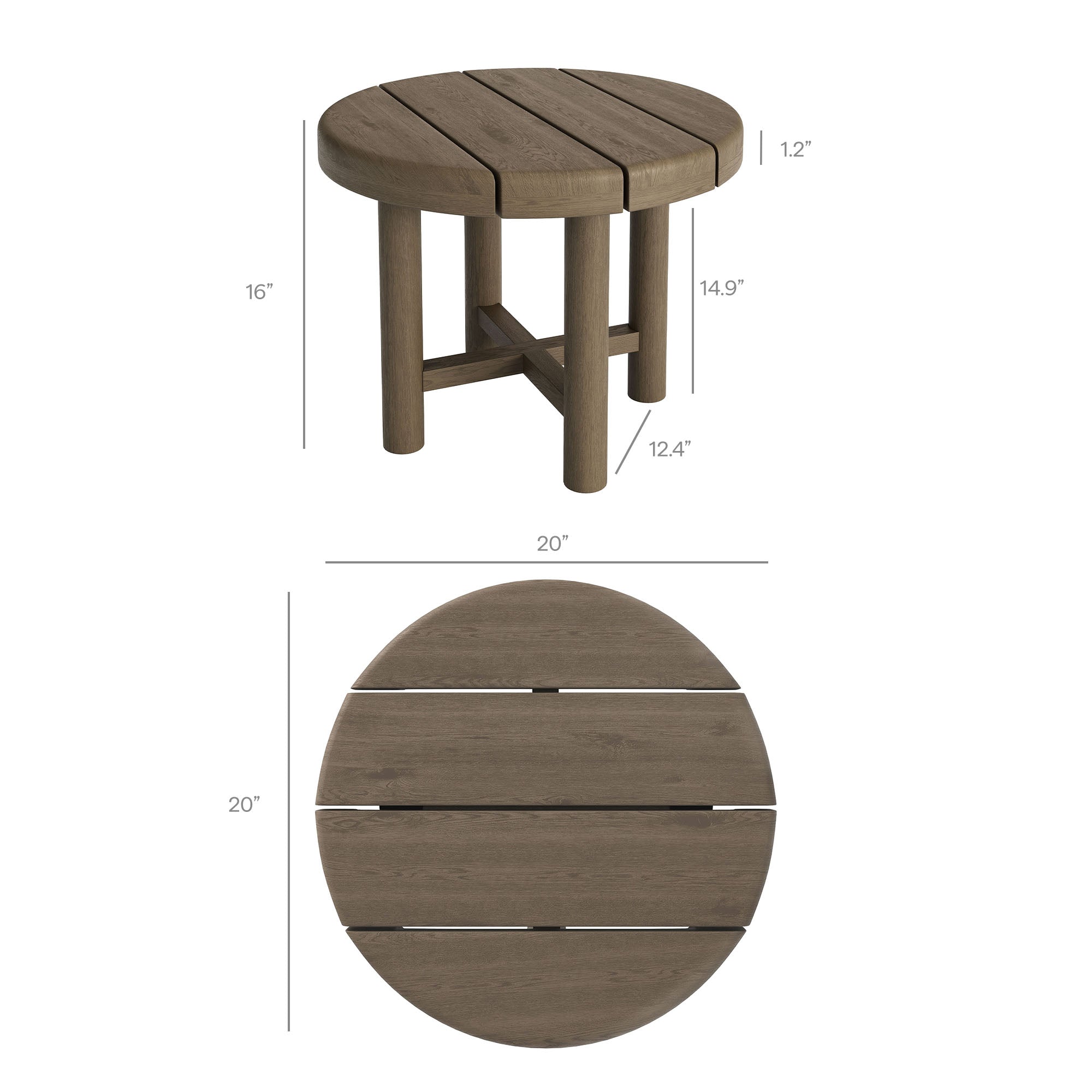 Eleni 20-Inch Round Outdoor Patio Teak Wood Side Table by Modway
