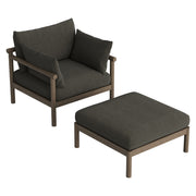 Eleni 2-Piece Outdoor Patio Teak Wood Armchair and Ottoman Set by Modway