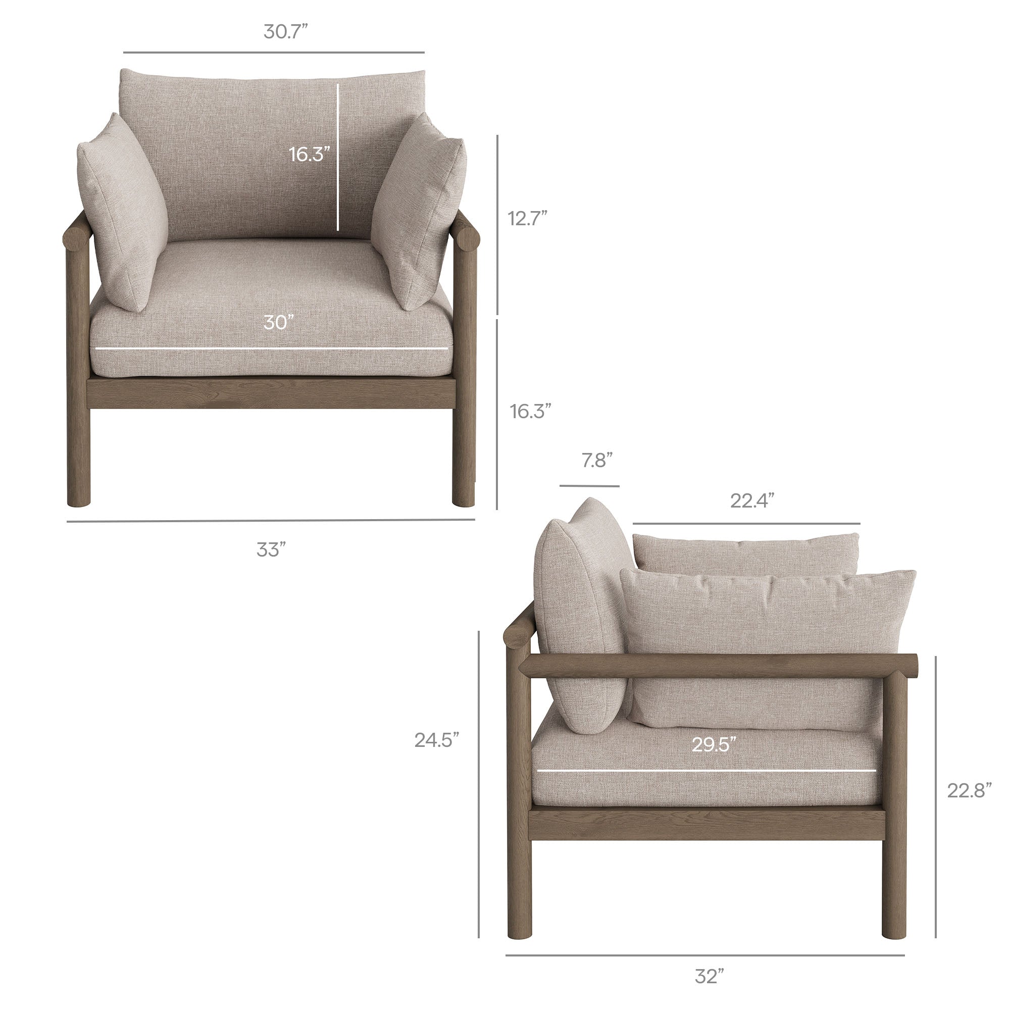 Eleni 2-Piece Outdoor Patio Teak Wood Armchair and Ottoman Set by Modway