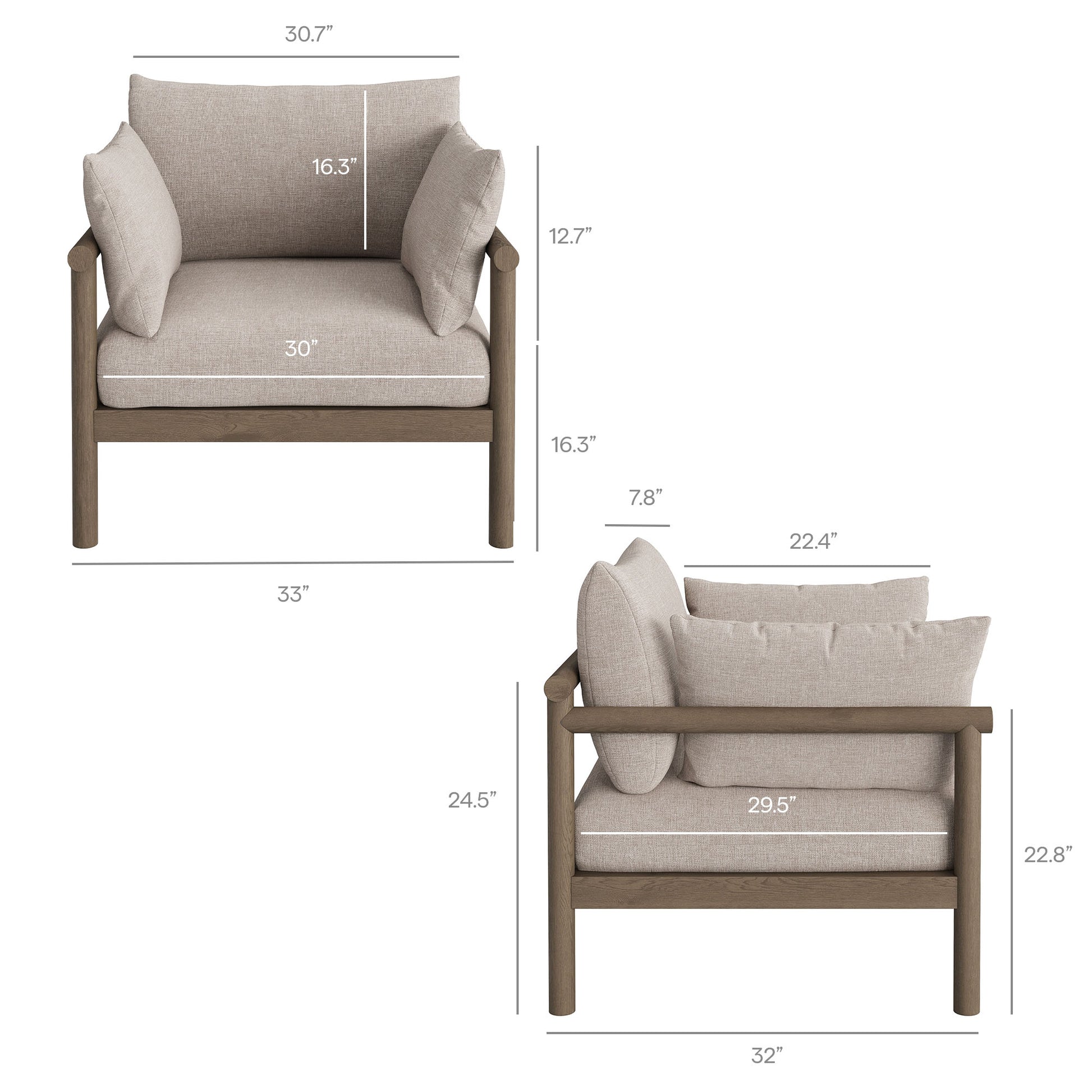 Eleni 3-Piece Outdoor Patio Teak Wood Furniture Set by Modway