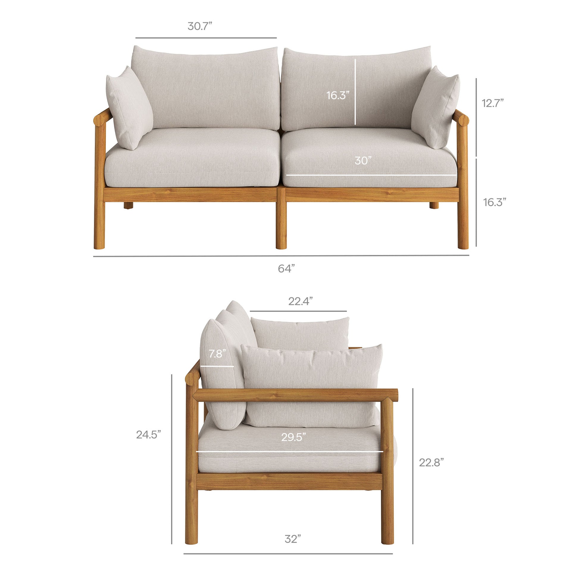 Eleni 4-Piece Outdoor Patio Teak Wood Sofa Set by Modway