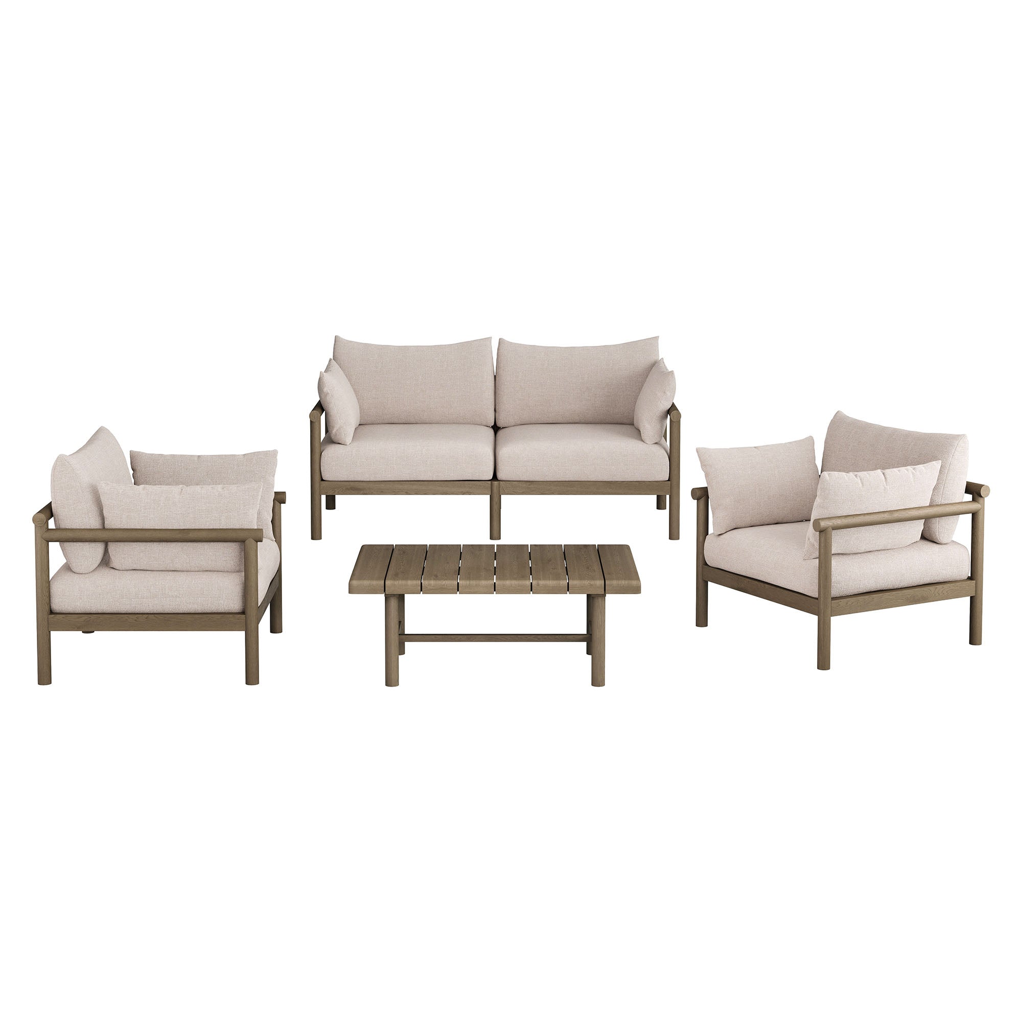 Eleni 4-Piece Outdoor Patio Teak Wood Sofa Set by Modway