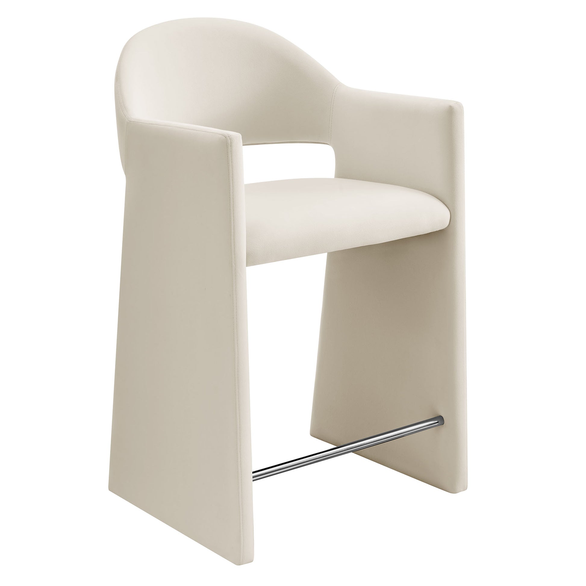 Talia 37 Inch Performance Velvet Counter Stool - Alabaster