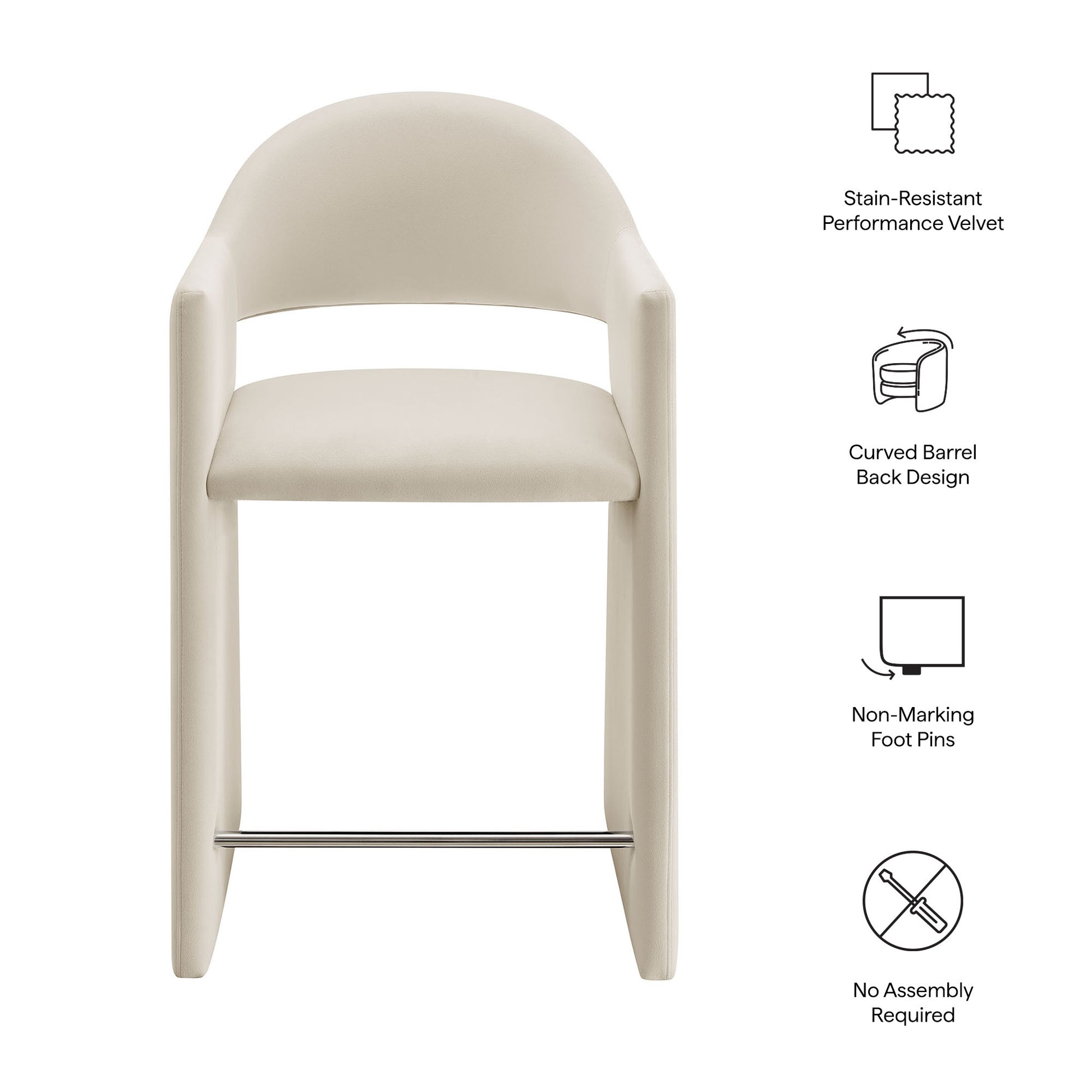 Talia 37 Inch Performance Velvet Counter Stool - Chocolate Brown