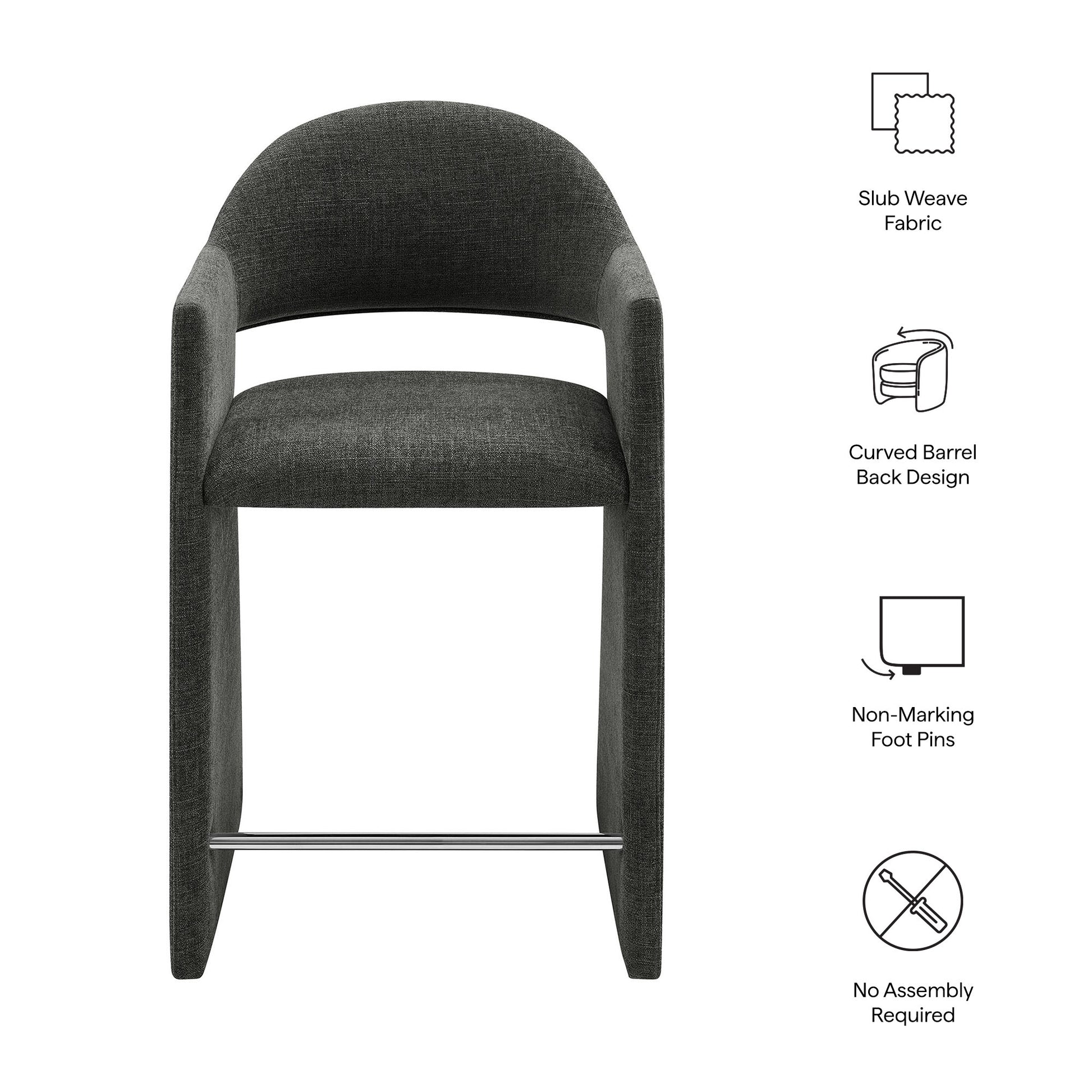 Talia 37 Inch Upholstered Fabric Counter Stool - Linen