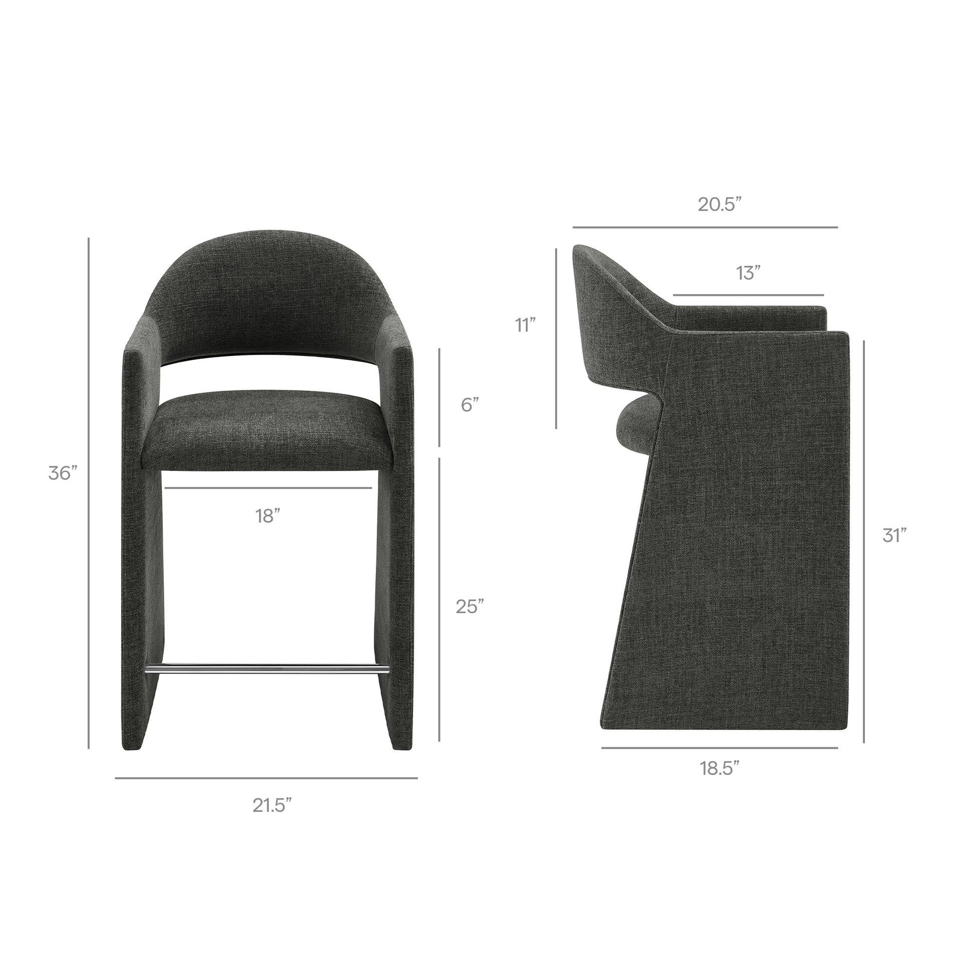 Talia 37 Inch Upholstered Fabric Counter Stool - Mocha