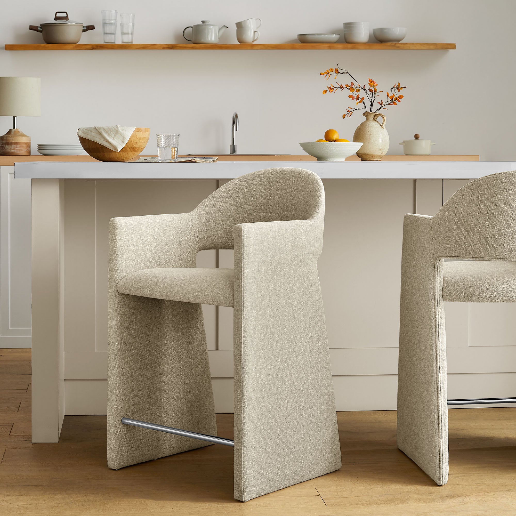 Talia 37 Inch Upholstered Fabric Counter Stool