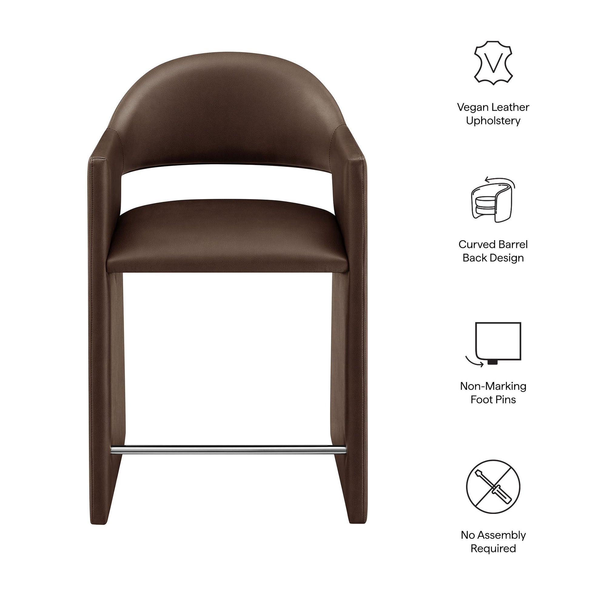 Talia 37 Inch Vegan Leather Counter Stool - Toast