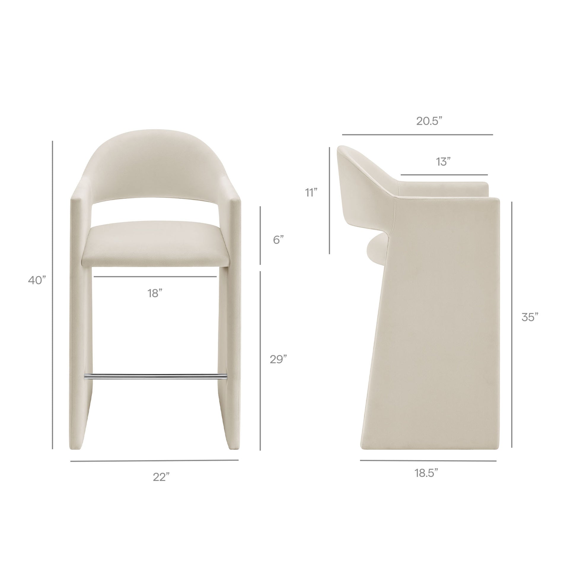 Talia 41 Inch Performance Velvet Bar Stool - Moss Green