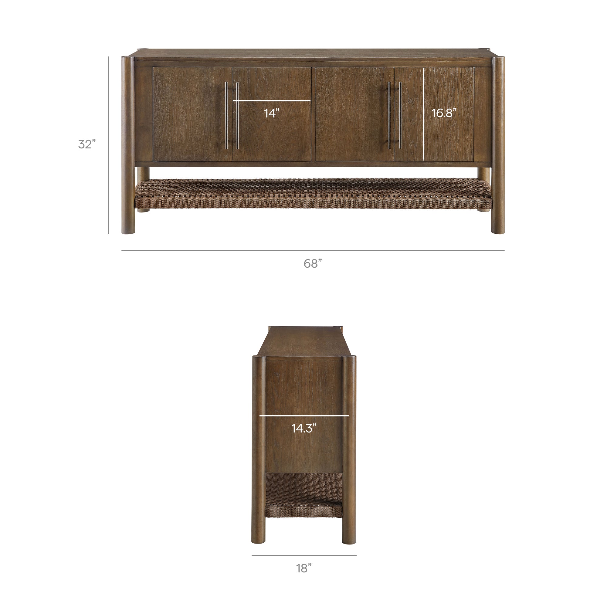 Taschen 4-Door Wood Sideboard Cabinet by Modway