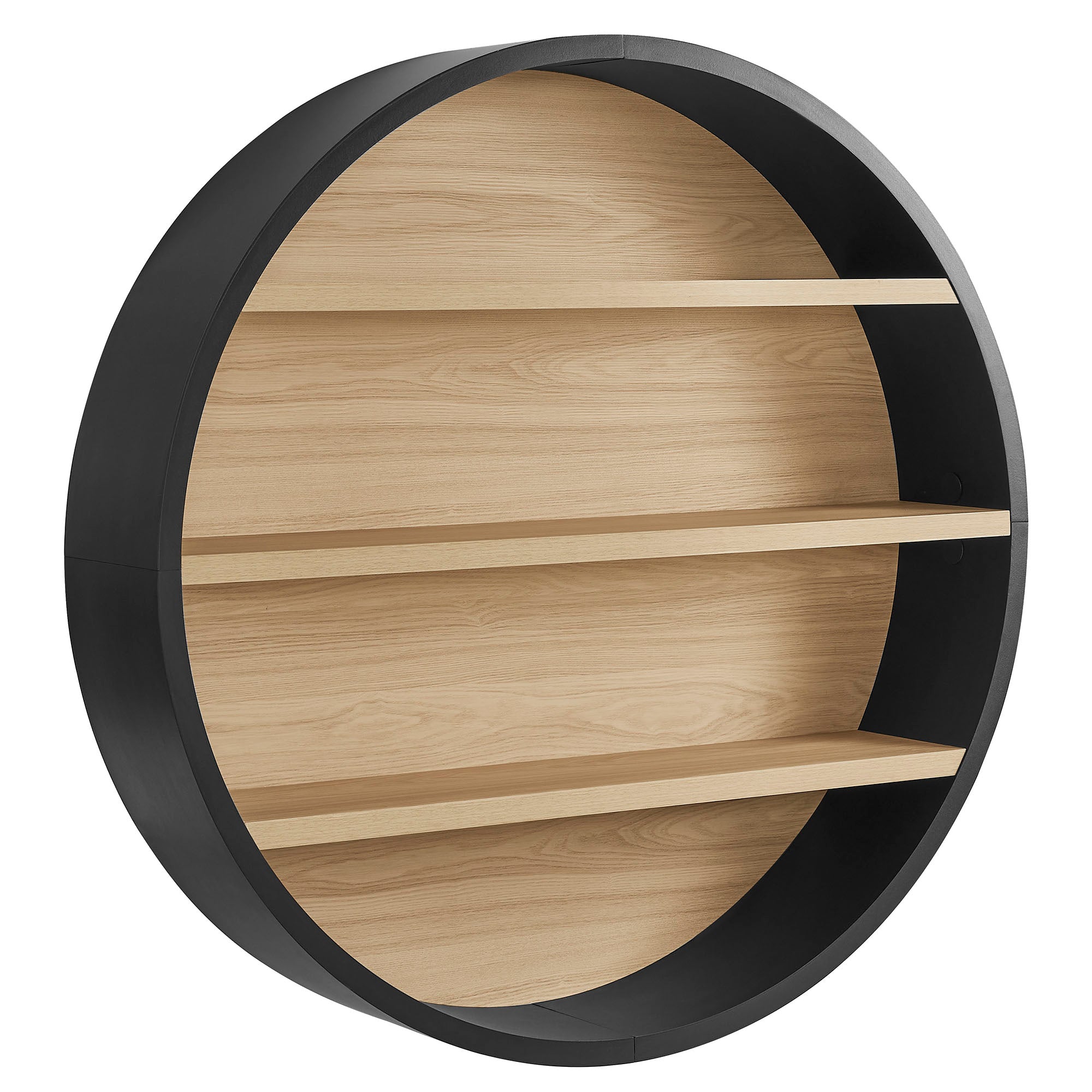 Romy 47" Round Wall Book Shelf - Black Natural