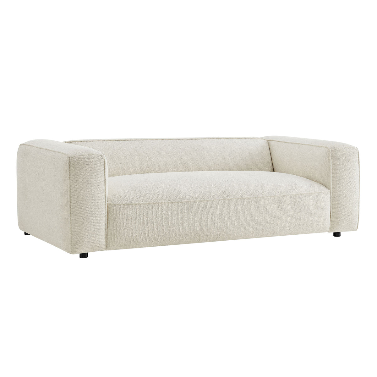 Auren 88 Inch Lattice Bouclé Upholstered Sofa - Cream