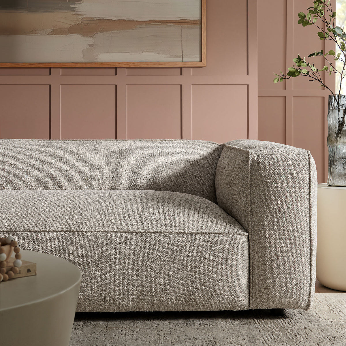 Auren 88 Inch Lattice Bouclé Upholstered Sofa - Fog