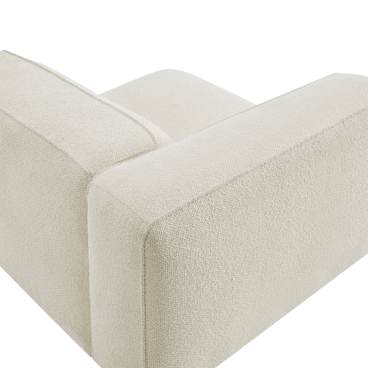 Auren Lattice Bouclé Upholstered Modular Left-Facing Arm Chair - Cream