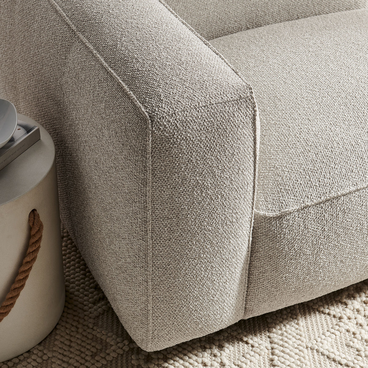 Auren Lattice Bouclé Upholstered Modular Left-Facing Arm Chair - Fog