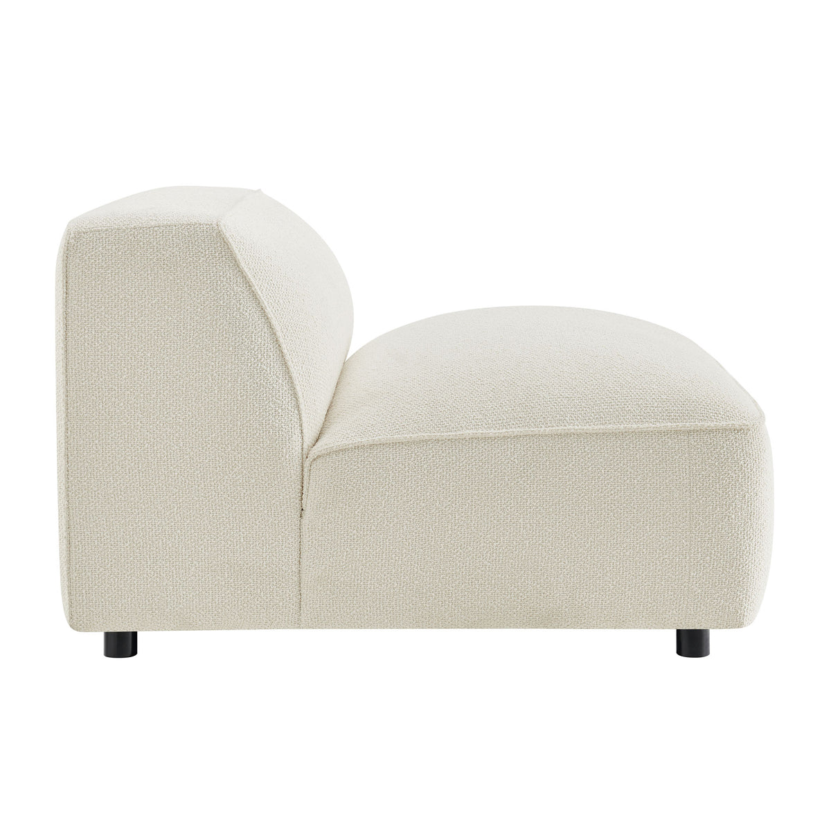 Auren Lattice Bouclé Upholstered Modular Armless Chair - Cream